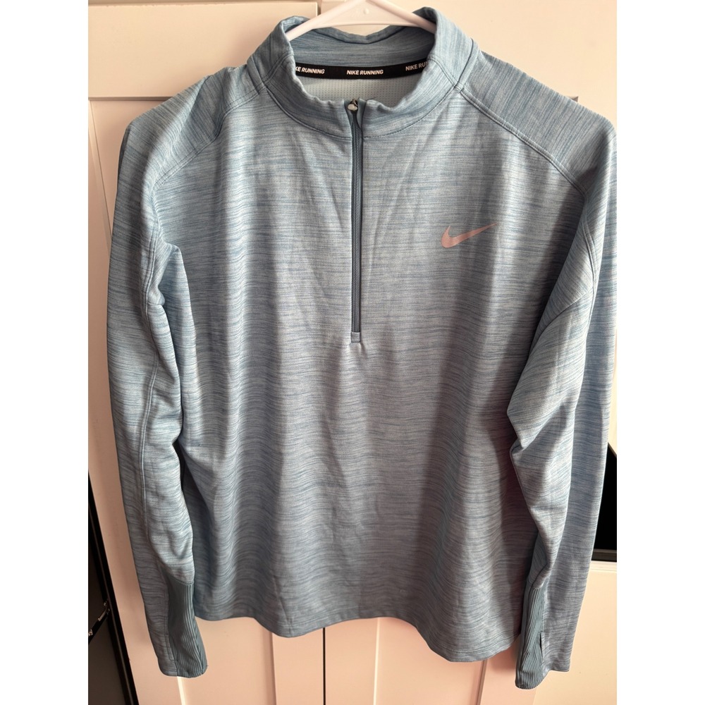 Nike Running Dri-FIT 1/4 Zip Pullover Womens Large Blue Heather Space Dye Top
